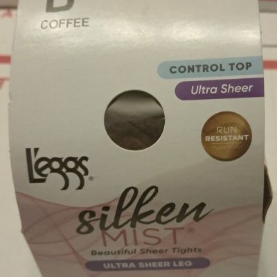 L’eggs Silken Mist Control Top B Coffee Pantyhose Tights Ultra Sheer Leg 98 UB18